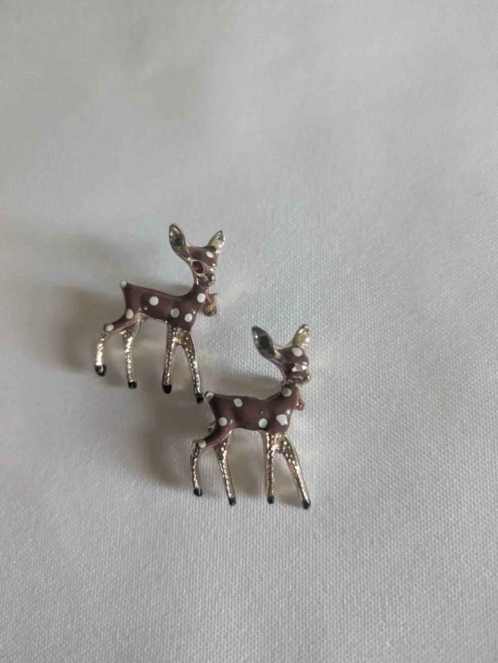 Vintage Late 50s Early 70s Deer Fawn Scatter Pin Brooches Set of Two